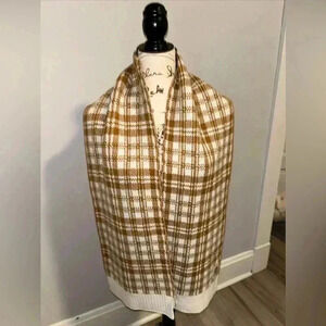 NWOT  Timberland Plaid Scarf  Caramel & Cream Plaid Knit Warm Cozy